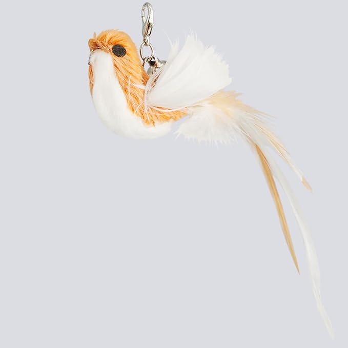 ROSAUI Cat Toy Refill Set – 6 Replacement Attachments for Teaser Wands, Includes 5 Feather Heads & 1 Lifelike Bird, Bell-Equipped, Interactive Accessories for Indoor Cats-Mewly Pet