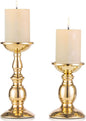 2 Pcs Gold Pillar Candle Holders, Gold Candlestick Most Ideal for 3" Pillar Candles, Gifts for Wedding, Party, Home, Spa, Reiki, Votive Candle (S + L)