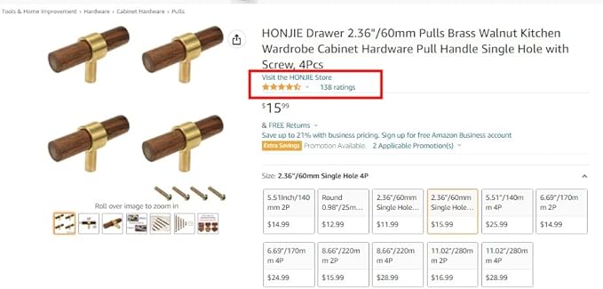 Drawer 6.69"/170mm Pulls Brass Walnut Kitchen Wardrobe Cabinet Hardware Pull Handle with Screw, 4Pcs