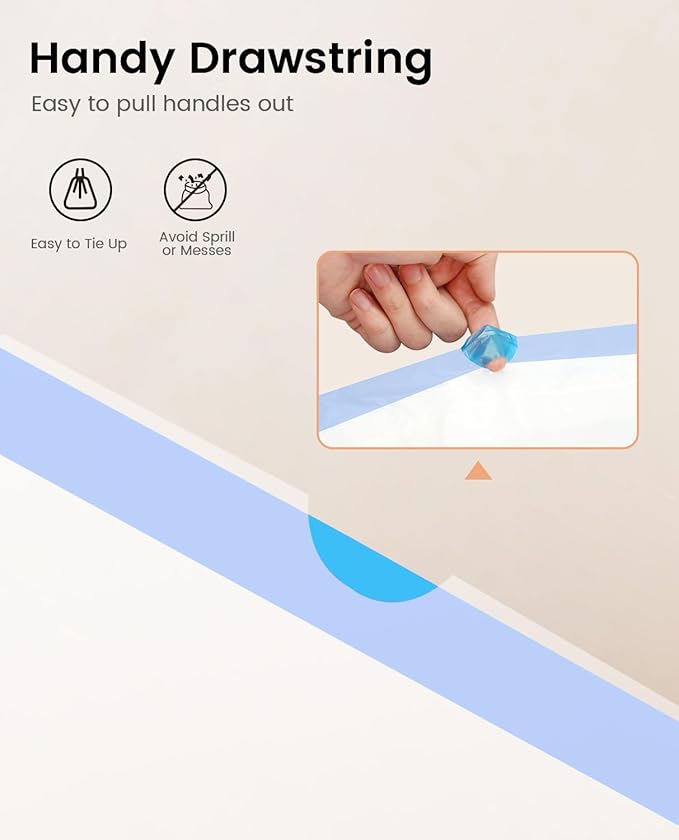 Cat Litter Box Liners-60 Count, Drawstring Cat Litter Waste Receptacles Bags for LELO ELVES LMSP-10-18" x 18"-Mewly Pet