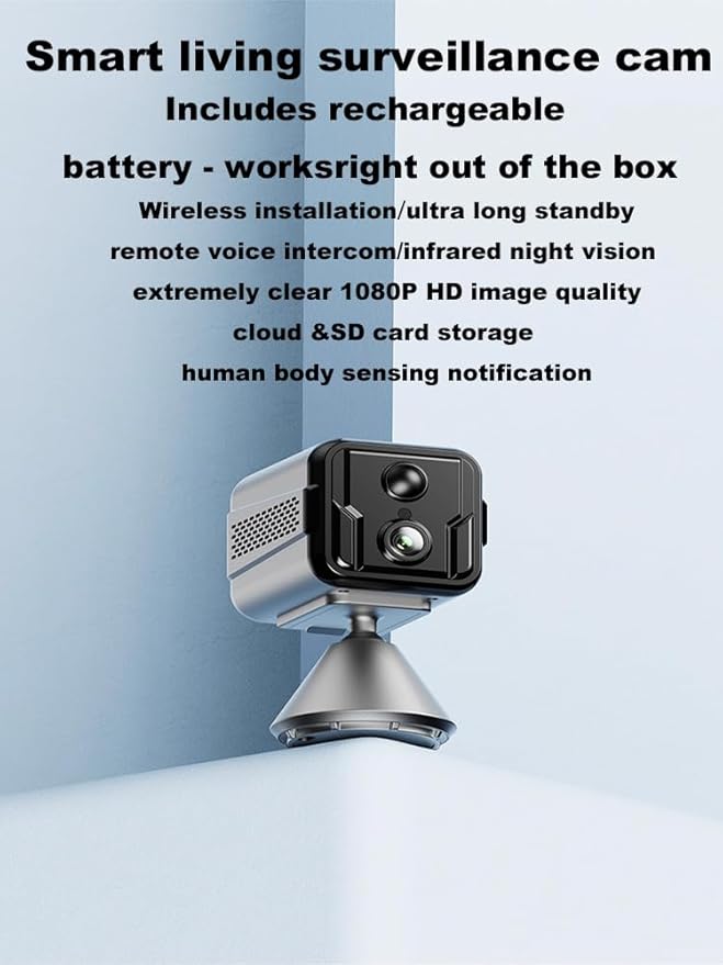 Cameras for Home Security-Indoor MiNi 1080P HD,Security Camera Wireless for Baby/Nanny/Pet/Dog/Cat, Infrared Night Vision,Magnetic Base Bracket,Cloud & SD Card Storage, (2.4 /5GHzWiFi)-Silver-Mewly Pet