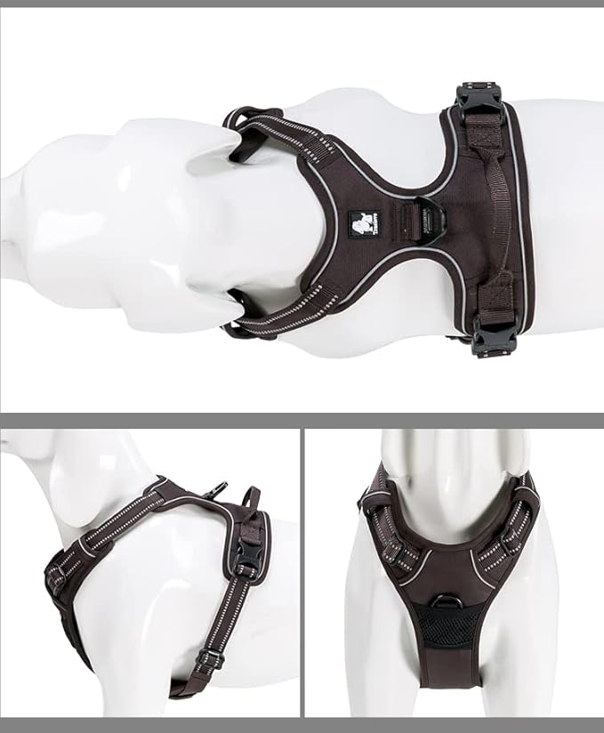 TRUE LOVE Adjustable No-Pull Dog Harness Reflective Pup Vest Harnesses Comfortable Control Brilliant Colors Truelove TLH5651(Brown,XS)-Mewly Pet