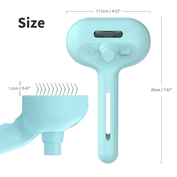 3-in-1 Self-Cleaning Pet Brush for Shedding - Removes Static and Loose Hair from Dogs and Cats (Blue)-Mewly Pet