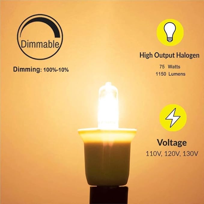 Vinaco E11 Bulb, 4PCS JDE11 120V 100W Halogen Light Bulbs, E11 Dimmable, 2700K Warm White, E11 Halogen Bulb 100 Watt with Mini Candelabra Base, High Output 1700LM & High CRI100 E 11 Light Bulb