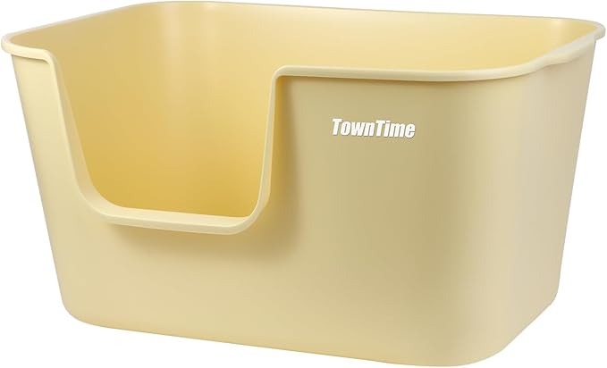 XXL Litter Box with High Sides - 24.6"L x 16.9"W x 12.99"H, Anti-Splash, Tool-Free Assembly, Multi-Cat, Jumbo (Yellow)-Mewly Pet