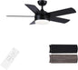 YUHAO 44 Inch Black Ceiling Fan with Light and Remote Control.Noiseless,Dimmable,3CCT,6 Speeds Reversible, DC Ceiling Fans for Indoor or Covered Outdoor