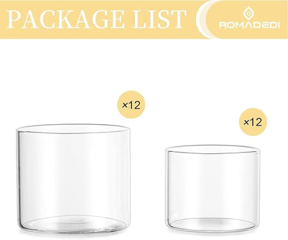 Romadedi Votive Tealight Candle Holders - 24 pcs Clear Glass Tea Light Holders Bulk Small Table Centerpieces Wedding Decor Party Dinner Home Decorations Festivals Christmas