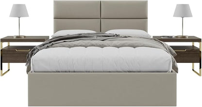 Vänt Upholstered Wall Panels - Queen/Full Size Wall Mounted Headboards - Vintage Leather Dusty Taupe - Set of 4 Panels (Each Individual Panel 30"x11.5")