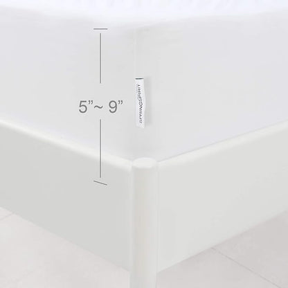 Twin Size Box Spring Cover with Smooth and Elastic Woven Fabric, Alternates for Bed Skirt, Wrinkle & Fading Resistant, Washable, Dustproof, White, 2 Pack