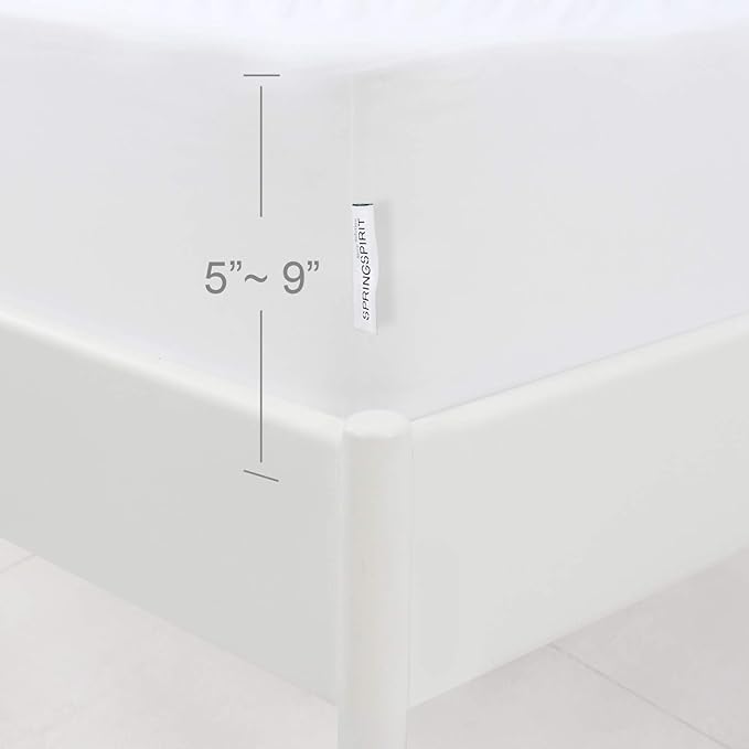 Box Spring Cover Queen Size with Smooth and Elastic Woven Material, Only Covers Sides, Alternates for Bed Skirt, Wrinkle & Fading Resistant, Washable, Dustproof, White, 2 Pack