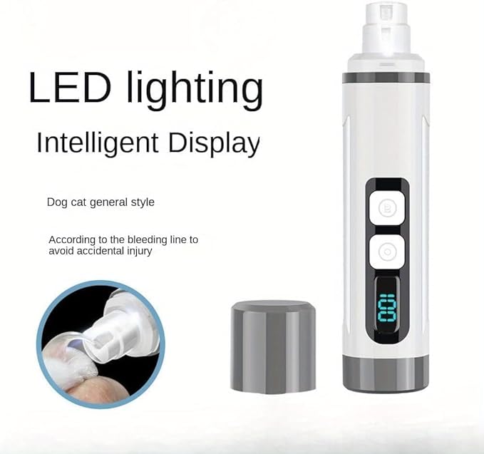 Dog Nail Grinder Quiet-2025 Release Ultra-Quiet Dog & Cat Nail Grinder with LED Light & Battery Display - Painless Nail Trimmer for Small to Large Pets, Thick Nails, and Sensitive Paws-Mewly Pet