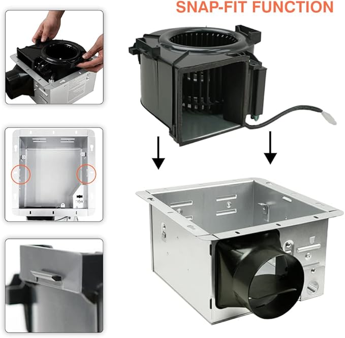 BV Bathroom Exhaust Fan 90CFM - Bathroom Fan 0.9 Sones, 4" Duct Collar,Rooms Up to 80-90 Sq. Ft. |Energy-Saving Ventilation Fan - No Attic Access & Ultra-Quiet | Energy Star, HVI 2100, UL Certified