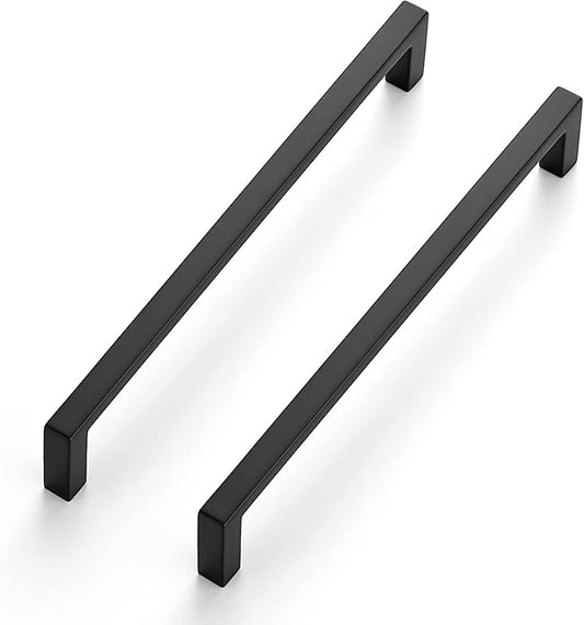 Ravinte 15 Pack Matte Black Cabinet Pulls, 6-1/4 Inch (160mm) Hole Center Slim Kitchen Handles, Square Drawer Pulls for Cabinets & Cupboards, Hardware
