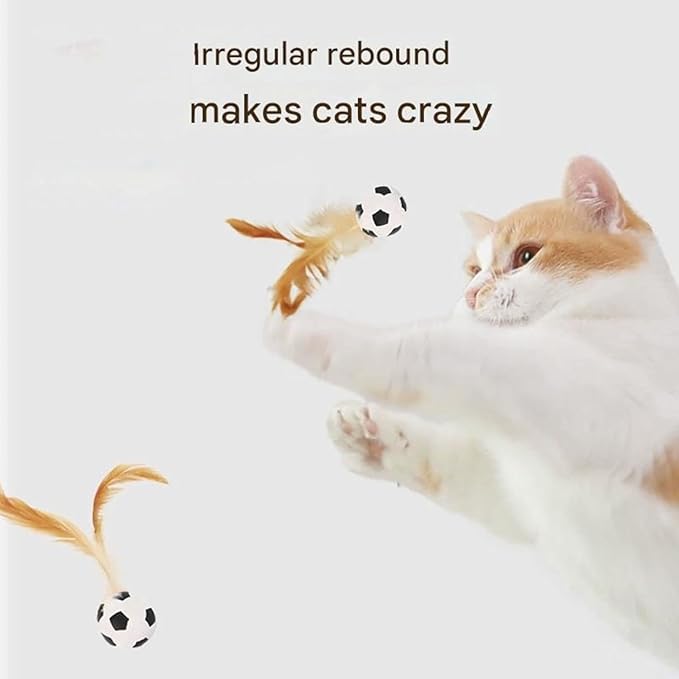 2025 New Interactive Cat Feather Ball Toy Set - Elastic Bouncy Cat Toys with Feather Tails, Silicone Rolling Balls for Indoor Cats & Kitten Exercise, Safe & Fun Play (1 Set)-Mewly Pet