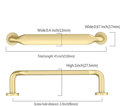Asidrama 10 Pack 3.75 Inch(96mm) Brushed Gold Kitchen Cabinet Handles, Cabinet Pulls Kitchen Cabinet Hardware for Cupboard Drawer Pulls