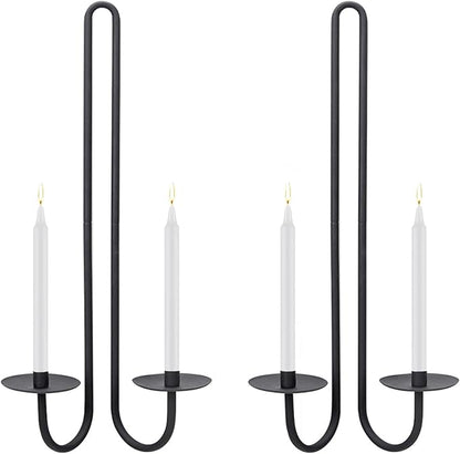 Wall Sconce Candle Holder Metal Hanging Wall Decorations for Home,Living Room, Bathroom, Dining Room, Set of 2（Black