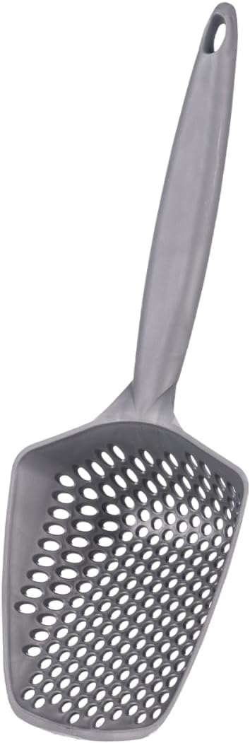 Set of 3 Cat Litter Scoop with Small Holes, Deep Sifting Shovel for Fine Litter, Reptile Terrarium Sand & Rabbit Pooper Lifter, Hanging Handle Poop Scooper (Gray, Set of 3)-Mewly Pet