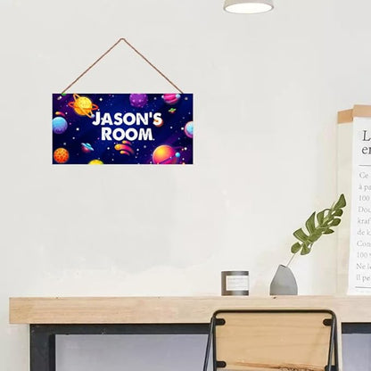 Personalized Sign, Stars Signs,Custom Name Sign,Wall Door Sign For Boys Room, Nursery Art For Kids Room Outer Space Theme Decor Astronaut Stickers For Girls Bedroom Little Man Cave
