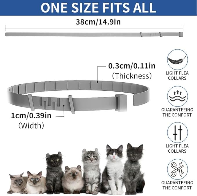 4 Pack Flea Collar for Cats, 32 Months Flea and Tick Prevention for Cats, Waterproof Cat Flea Collar, Natural Cat Flea and Tick Treatment, Adjustable Flea and Tick Collar for Cats Kittens(4 Colors)-Mewly Pet