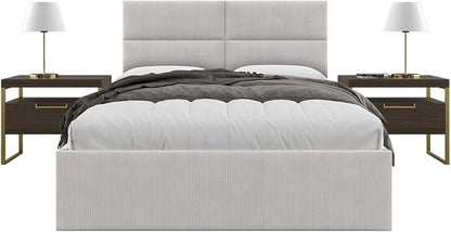 Vänt Upholstered Wall Panels - Queen/Full Size Wall Mounted Headboards - Ribbed Stone - Set of 4 Panels (Each Individual Panel 30"x11.5")