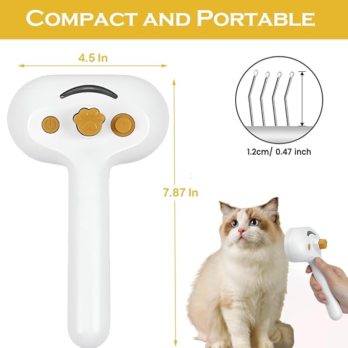 3-1 Cat Steam Brush for Shedding, Steamy Grooming Brush for Long & Short Hair Cats & Dogs, Self-Cleaning Pet Hair Removal Comb with Water Tank Dog-Mewly Pet