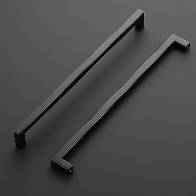 Ravinte 5 Pack Black Cabinet Pulls 12-3/5 Inch Square Cabinet Handles Matte Black Kitchen Hardware for Cabinet Drawer Pulls Come with Screwdriver