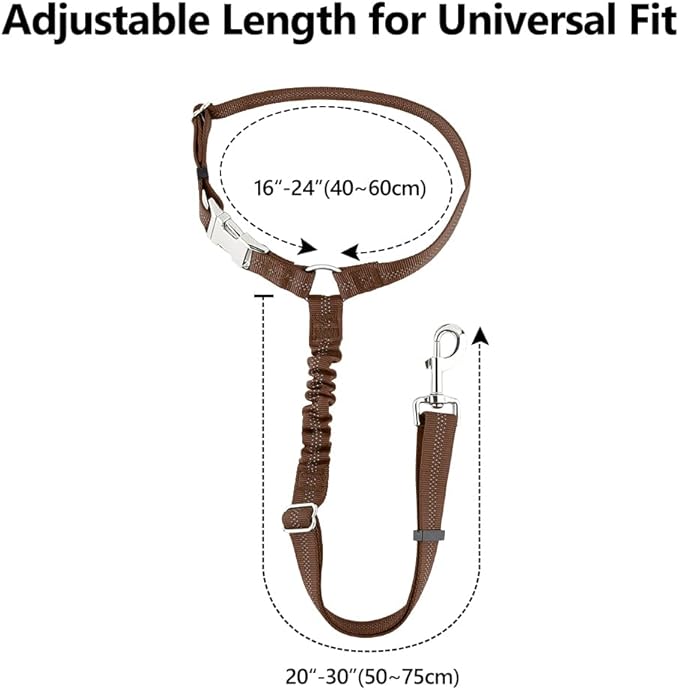 Plutus Pet Dog Seat Belt for Car Headrest, Reflective and Adjustable Restraint with Elastic Bungee for Safety, Vehicle Seatbelt Harness for Small Medium Large Dogs and Cats, Chocolate-Mewly Pet