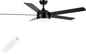 YUHAO 60 Inch Black Ceiling Fan with Light and Remote Control.Noiseless,Dimmable,3CCT,6 Speeds Reversible, DC Ceiling Fans for Indoor or Covered Outdoor