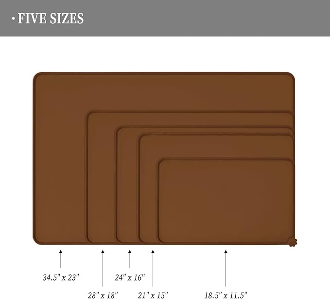 Waterproof Pet Feeding Mat with High Raised Edges, Heavier and Thicker Placemats for Cat Dog Water Bowl with BPA Free, Dogs Cats Food Mats for Messy Drinkers to Prevent Spill and Protect Floors-Mewly Pet