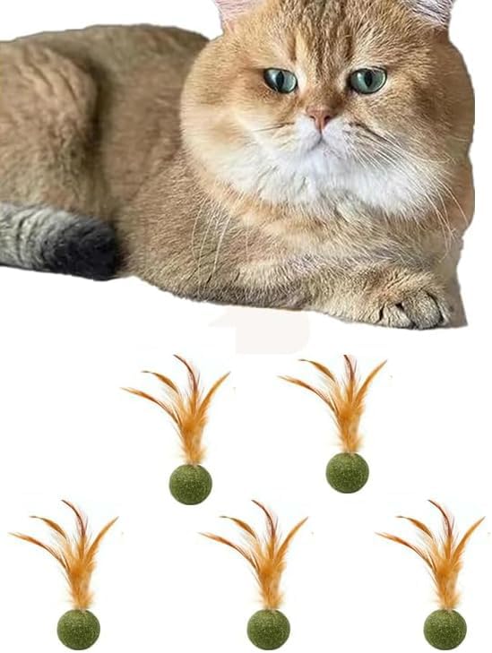 5 Pieces of Catnip Toys Ideal Catnip Ball to Stimulate Cat Exercising and Interacting Toys for Cats-Mewly Pet