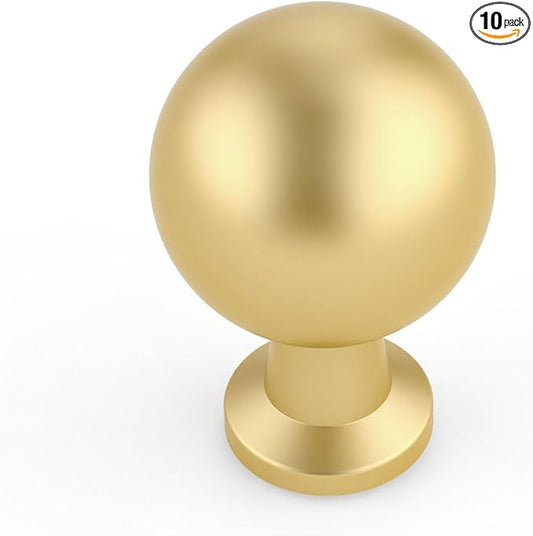 Amerdeco 10 Pack Kitchen Cabinet Knobs Brushed Gold Cabinet Knobs Bedroom Dresser Drawer Knobs Single Hole Cabinet Handles