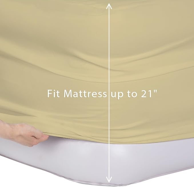 Bedecor Air Bed Sheets for Mattress Cover Removable Bed and Elastic Band Super Soft and Breathable & Deep up to 21" Beige Queen