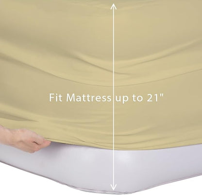 Bedecor Air Bed Sheets for Mattress Cover Removable Bed and Elastic Band Super Soft and Breathable & Deep up to 21" Beige King