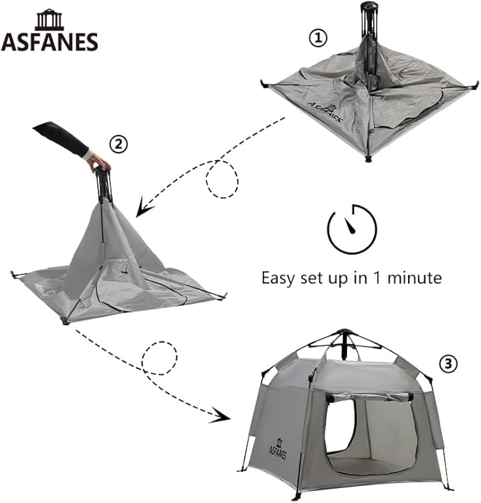 Outdoor Waterproof Pet Automatic Camping Tent, Pop up Cave Bed for Indoor Cats and Small Dogs, Portable Cat House Dog House, Grey.-Mewly Pet