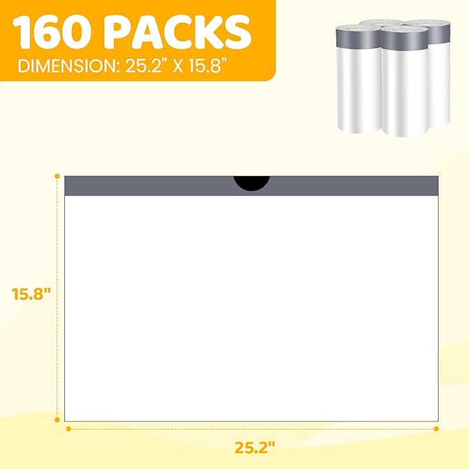 160 Count Cat Litter Box Liners with Drawstring Compatible with Litter-Robot 3/4 Heavy Duty Cat Litter Bags Waste Bags Replacement-Mewly Pet