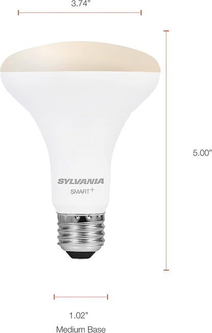 SYLVANIA Wifi LED Smart Light Bulb, 65W Equivalent Dimmable Soft White BR30, Compatible with Alexa and Google Home Only - 4 Pack (75689)