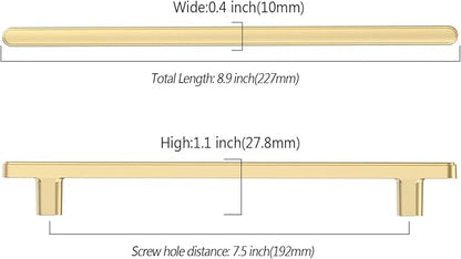 10 Pack 7.5 Inch(192mm) Kitchen Cabinet Handles Brushed Gold Cabinet Pulls Kitchen Cabinet Hardware Drawer Pulls for Cupboard Wardrobe