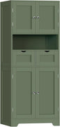 Iwell 58" H Tall Bathroom Storage Cabinet with 2 Drawers & 2 Adjustable Shelves, Bathroom Cabinet with 4 Doors, Tall Cabinet for Living Room, Dining Room, Entryway, Forest Green