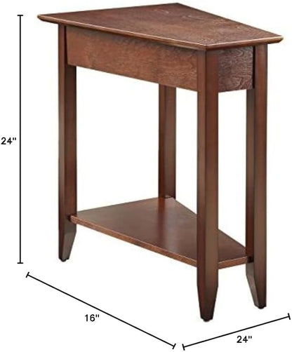 Convenience Concepts American Heritage Wedge End Table 24" - Classic Living Room Table with Storage Shelf, Side Table for Family Room, Bedside Table, Espresso