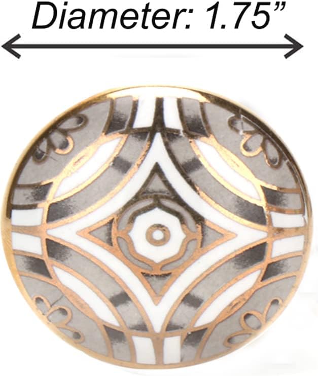 Perilla Home Set of 6 Ceramic Knobs for Cabinet & Drawers Decorative Round Knobs for Home Kitchen Cabinet Hardware Cupboard Glass Door Dresser Wardrobe and Drawer Pulls (Aster Black)