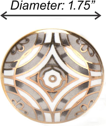 Perilla Home Set of 6 Ceramic Knobs for Cabinet & Drawers Decorative Round Knobs for Home Kitchen Cabinet Hardware Cupboard Glass Door Dresser Wardrobe and Drawer Pulls (Aster Black)