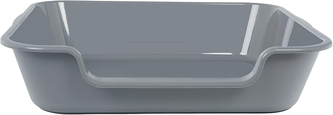 2 Pack of Extra Large Cat Litter Box (ABS Material), Low Entry Senior Litter Pen for Geriatric Kitty Big Cats, Jumbo Pet Safe Litter Boxes Tray for Indoor Pets Potty (Gray, 24" L x 20" W)-Mewly Pet