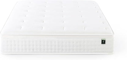 ZINUS 12 Inch Euro Top Pocket Spring Hybrid Mattress, Queen, Pressure Relief, Pocket Innersprings for Motion Isolation, Mattress in A Box