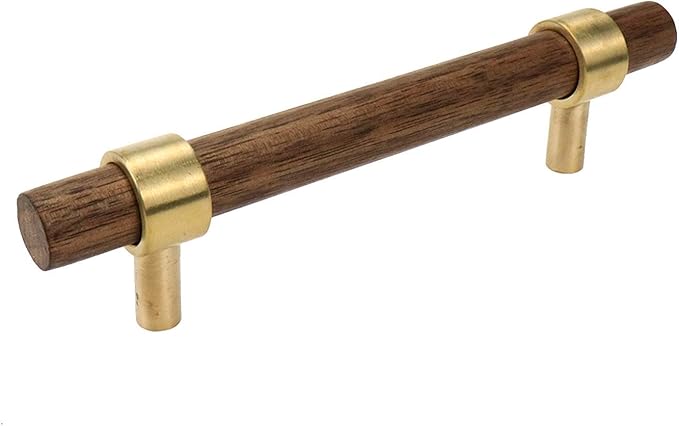 Drawer 5.51"/140mm Pulls Brass Walnut Kitchen Wardrobe Cabinet Hardware Pull Handle with Screw, 4Pcs