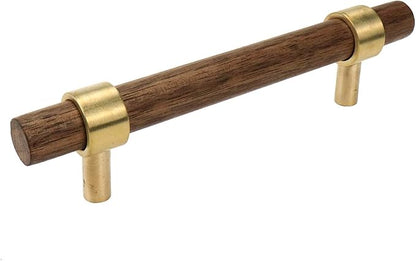 Drawer 5.51"/140mm Pulls Brass Walnut Kitchen Wardrobe Cabinet Hardware Pull Handle with Screw, 4Pcs