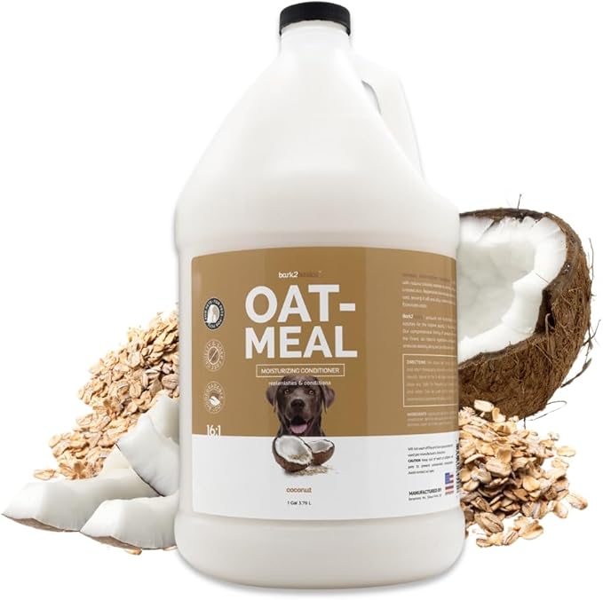 Bark2Basics Oatmeal Conditioner, Gallon - Natural Ingredients, Moisturizing, Hydrating, Crafted with Colloidal Oatmeal, Relieves Dry Itchy Irritated Skin, Coconut Fragrance-Mewly Pet