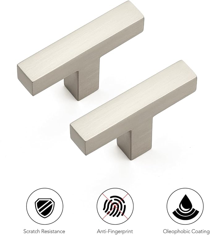 Ravinte 15 Pack Solid Single Hole Slim Square Bar Dresser Drawer Handles Kitchen Cabinet Handles Brushed Nickel Drawer Pulls Kitchen Cabinet Hardware Pulls