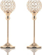 VINCIGANT Gold Crystal Candle Holders Set of 2 for Fireplace Coffee Table Mantle Decor,Wedding Home Halloween Decoration Centerpieces