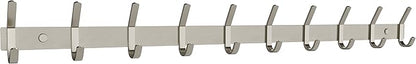 Coat Rack Wall Mount – Brushed Nickel 30 Inch Stainless Steel Hook Rail with 10 Heavy Duty Double Coat Hooks – Wall Mounted Coat Hanger for Entryway, Bathroom, Bedroom, Towel, Hat Organizer