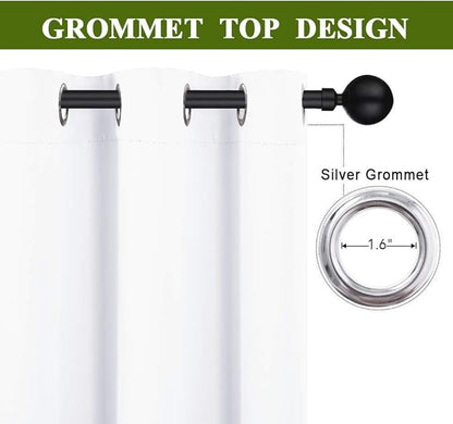 NICETOWN Draperies Curtains Panels, Blocking Out 50% Sunlight Window Treatment Curtains, Grommet Small Window Drapes for Bedroom (2 Panels, 34 by 63, Pure White)